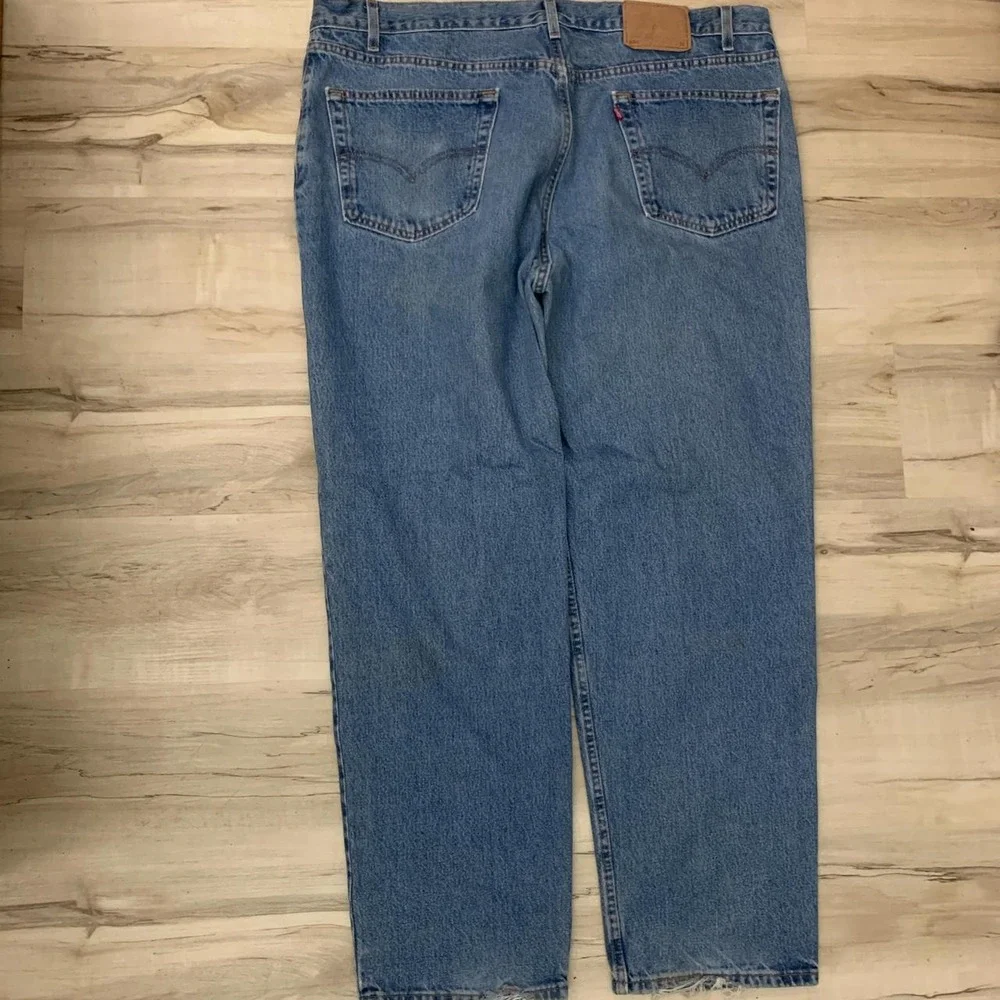 Vintage 1990s Levis 550 Distressed Work Jeans Blue Mens 44x32 Relaxed Fit